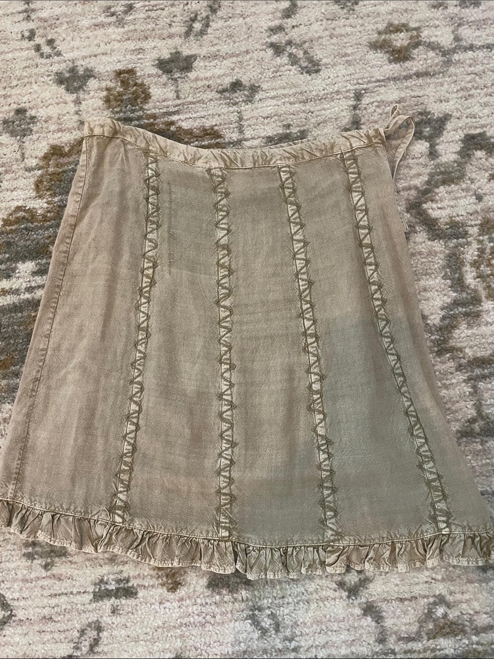 Sacred Threads Beige A-Line Skirt with Ruffle Trim